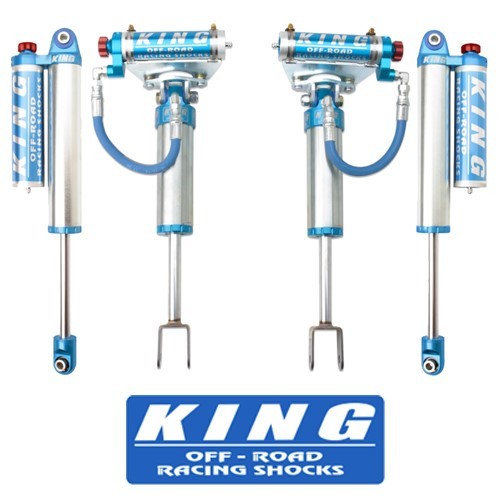 4 King 2.5 Ft/Rr Reservoir Shocks w/ Adj 1-2.5" Lift 2011-2026 GM 2500HD 3500HD