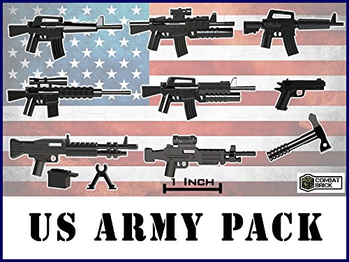 CombatBrick Custom US Army Miniature Toy Guns Pack 1" Scaled Designed for Lego Minifigures