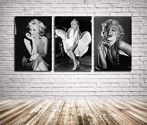 Marilyn Monroe Wall Art Home Wall Decorations for Bedroom Living Room Oil Paintings Canvas Prints 304 (Unframed,16x24inchx3)