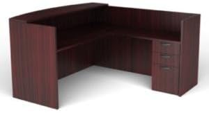Offices to Go SL7130RDS L Shaped Reception Desk with Drawers American Dark Cherry