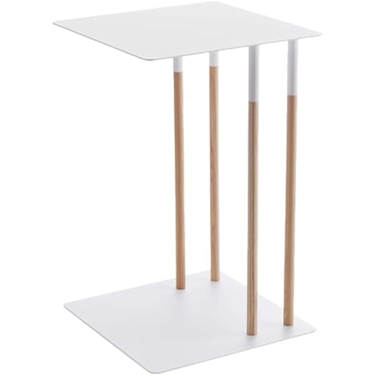 YAMAZAKI Home Plain Metal and Wood Sliding Sofa C Table End Table Coffee Tray Laptop Desk, Modern Bedside Or Living Room Small Accent Table, 22 - Steel  Wood
