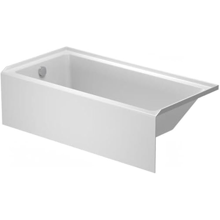 Duravit No.1 60 Three Wall Alcove Acrylic Soaking Tub with Left Drain and Overflow
