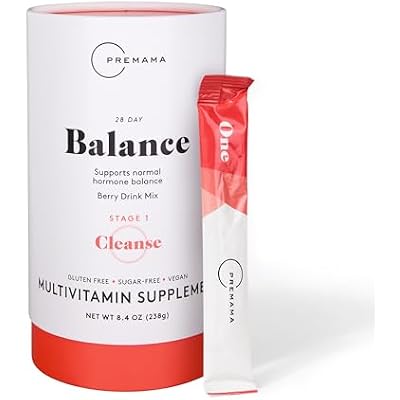 Premama Hormone Balance, Multivitamin Supplement, Powder Mix Hormonal Support for Women, Sugar and Gluten Free, Berry Flavor, 28 Single Serve Packets