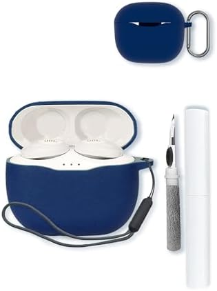 Case for JBL Tune 120 TWS True Wireless Earbuds,Soft Protective,BOVUGAC Silicone Case Cover with Keychain & Cleaning Kit & Lanyard for JBL Tune T125 TWS-Blue