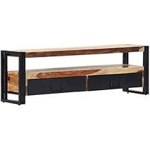 vidaXL TV Stand, TV Unit for Living Room, Sideboard with Drawer, TV Console Media Cabinet Entertainment Center, Industrial Style, Solid Acacia Wood