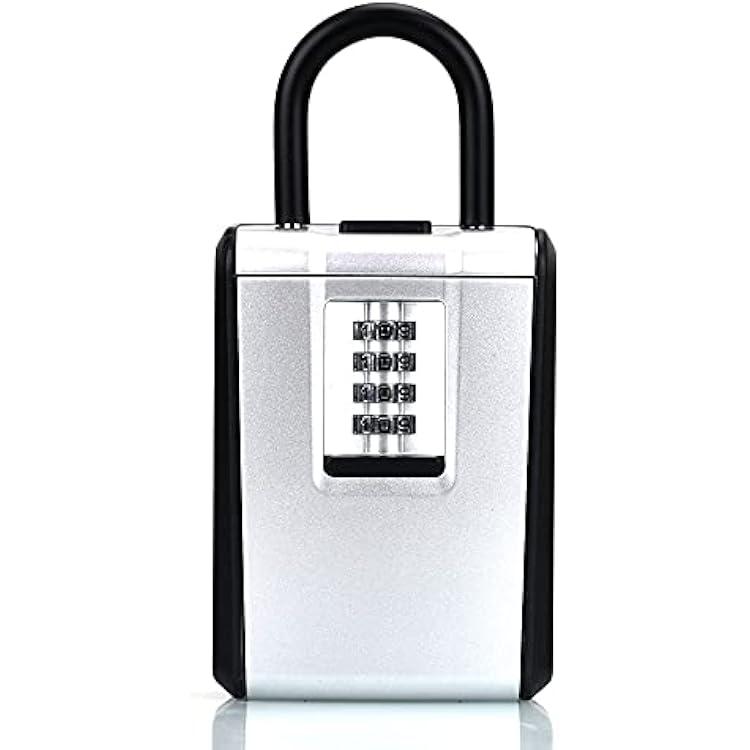 Key Lock Box, Combination Lock box with Code for House Key Storage, Combo Door Locker silver-1pack