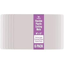 Better Kitchen Products Extra Thick Flexible Frosted Clear Plastic Cutting Mats, 12" x 18", Set of 6