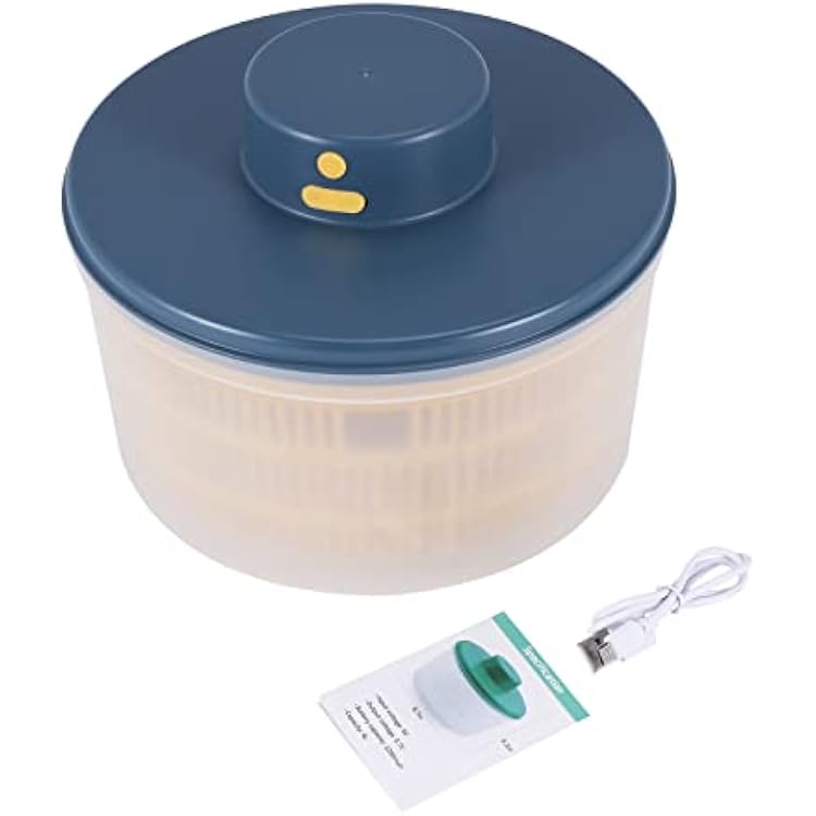 Electric Salad Spinner - Lettuce Vegetable Dryer, USB Rechargeable, Quick Drying Lettuce Fruit Spinner with Bowl