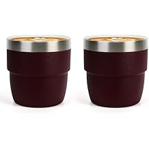 Zenbo 4 oz Espresso/Coffee Cups, Ceramic-Lined Double Wall Vacuum Insulated 18/8 Stainless Steel, Stackable & Dishwasher Safe, Space-Saving, Compatible with Most Espresso & Coffee Makers, 2 Pack
