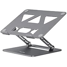 Aoviho Adjustable Laptop Stand for Desk,Portable Laptop Stand Holder and Riser,Foldable Aluminum Notebook Computer Stands for MacBook Air Pro HP Lenovo Dell Samsung Chromebook, 10-15.6 inch, Grey