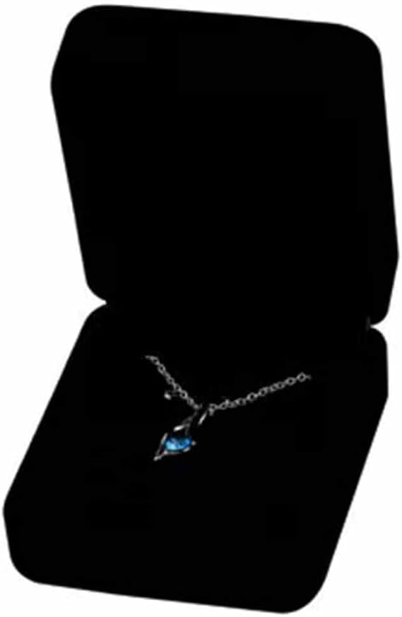 Velvet Necklace Storage Box Black Pendant Gift Case Jewelry Display Box for Anniversary Christmas Showcase
