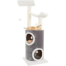 5-Tier Cat Tower with 2 Napping Perches, 2 Story Cat Condo, 2 Sisal Rope Scratching Posts, Hanging Toys Cat Tree for Indoor Cats by PETMAKER (Gray)