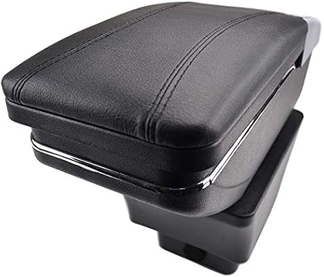Center Console Car Armrest for Proton Persona Iriz Auto Armrest Leather Car Armrest Storage Box (Black Stitches, Without USB)