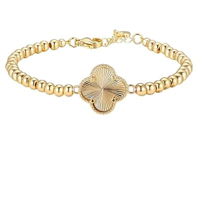 GINAZAL Gold Bead Bracelet for Women, Hypoallergenic Fade-Resistant | Brass | 14K Gold |Cubic Zirconia
