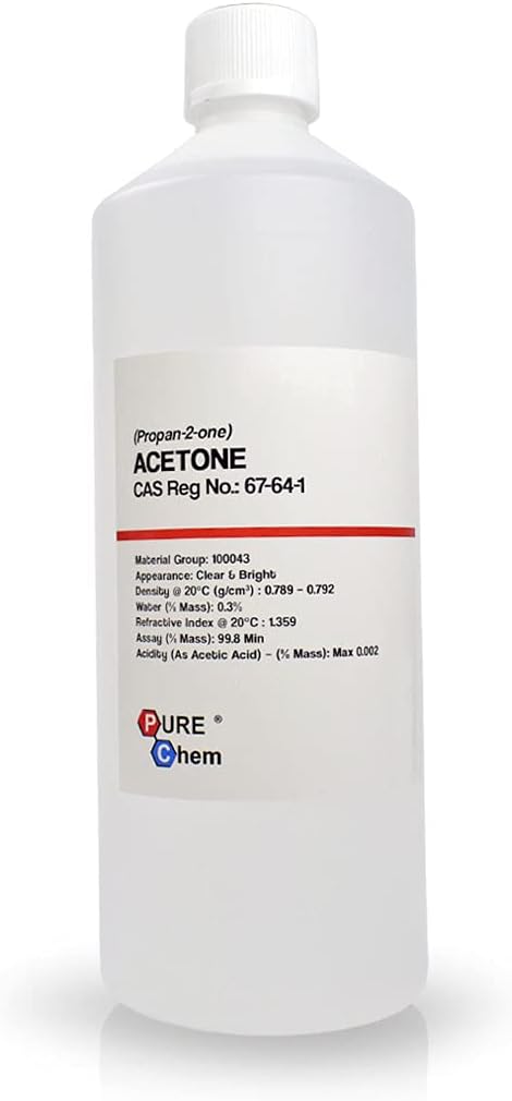 Pure Acetone - Acrylic Nail Remover Nail Polish Remover 99.8% (1L) Clear