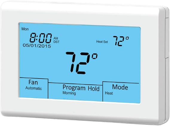 Generic Smart Temp Universal 3H/2C Programmable Touchscreen Thermostat, White, 44-850