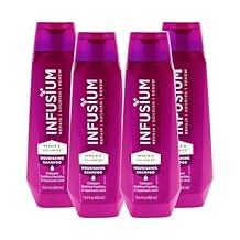 Infusium Repair and Volumize Shampoo - Clarifying Shampoo for All Hair Types - Increases Moisture Retention with Collagen Building Peptides - 4 pc