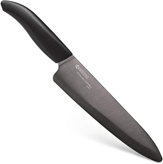 Kyoceras Revolution Ceramic Revolution Series: 7 Professional Ceramic Chef Knife, Black | Made-In-Japan Zirconia Non-Reactive Blade, For Heavy, Efficient Slicing and Daily Prep, Will Not Cause Food Oxidation