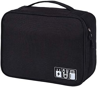 HCFGS Electronic Bag - Electronic Accessories Organiser - Universal Travel Cable Organiser Bag (Black)