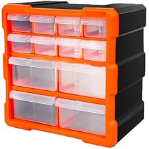 Small Storage Drawers, Multi Drawer Parts Storage Boxes with 12 Drawers, Small Parts Tools Cabinets Organiser, Clear Plastic Tool Boxes for Workshop Garage
