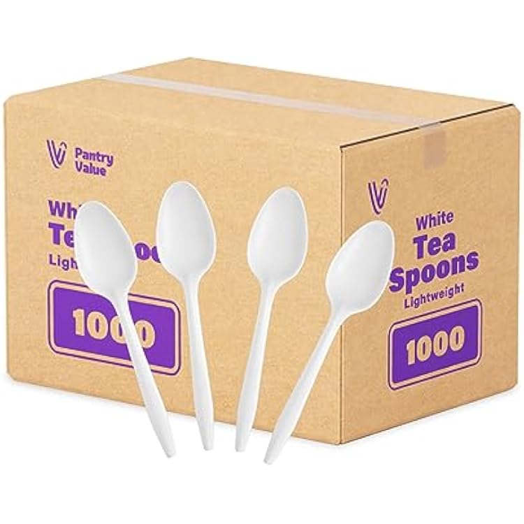 Pantry Value [1000 Count] Lightweight White Plastic Spoons - Disposable Cutlery for Parties, Events, and Dinner Formerly Comfy Package