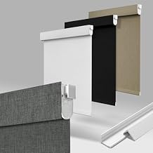 No Drill No Tools Blackout Roller Shades for Windows, Cordless Blinds with Linen Fabric-Matched, Custom Roller Blinds for Home Office Door, Dark Grey, 57" W x 48" H