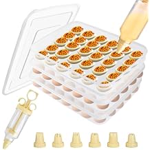 3 Pcs 90 Slots Deviled Egg Containers with Lids, Plastic Deviled Egg Platter, Stackable Egg Carrier, Reusable Deviled Egg Holders with Piping Tool Set for Thanksgiving Easter Party Picnic