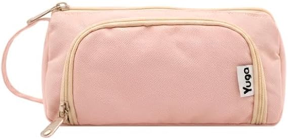 Yuga Üçgen Formlu Çok Bölmeli Geniş Kapasiteli Kumaş Kalemlik 20,5 cm Pembe