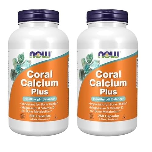 NOW Supplements, Coral Calcium Plus, Bone Health, Healthy pH Balance, 250 Veg Capsules Pack of 2