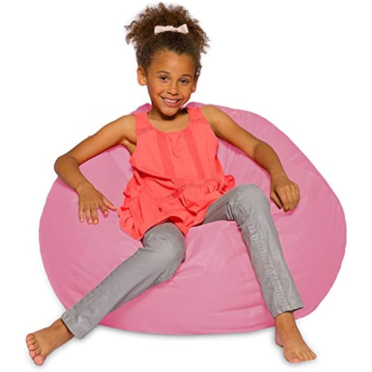 Posh Creations Bean Bag Chair for Kids, Teens, and Adults Includes Removable and Machine Washable Cover, Solid Pink, 38in - Large