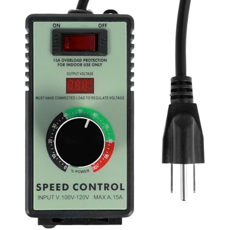 AC Motor Speed Controller,110-120V 15A 4000W Motor Speed Regulator, Precise Variable Speed Controller Safe Electronic Fan Variable Speed Adjuster with Overload Protection Switch