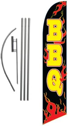 BBQ Barbeque Advertising Feather Banner Swooper Flag Sign with Flag Pole Kit and Ground Stake