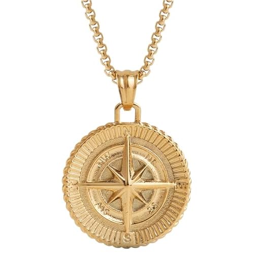 Forge & Foundry Mens Stainless Steel Compass Pendant with Adjustable 21 Necklace Chain | Design-led, artisan jewelry from London