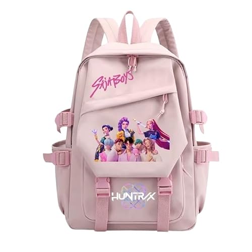 Anime-Inspired Backpack, Trendy School Bag with Decorative Graphics and Adjustable Straps, Suitable for Teens and Adults Pastel Pink