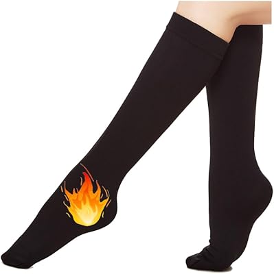 EABERN 6 Pairs Womens Opaque Fleece Lined Trouser Socks Warm Knee High Stocking
