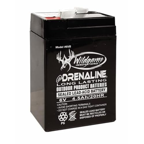 WILDGAME Innovations 6V New Version Edrenaline Rechargeable Battery for Game Feeders Outdoor Long-Lasting Sealed Lead-Acid Tab Style Rechargeable Battery