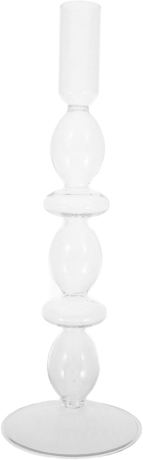 Transparent Glass Taper Candle Holder Elegant Double Ring Candlestick for Wedding Centerpieces Romantic Dinner Party Home Decor with Artistic Design