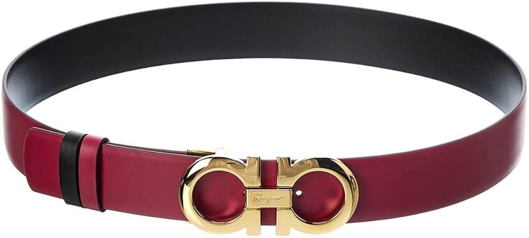 Salvatore Ferragamo Gancini Adjustable & Reversible Leather Belt, 95, Red