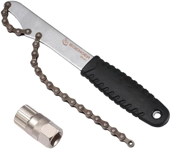 Boenoea Bike Cassette Removal Tool with Chain Whip, Bicycle Sprocket Removal Tools, Cassette Lockring Freewheel Remover