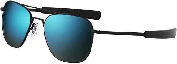 Randolph Eyewear Classic Aviator Sunglasses for Men and Women Aviator Glasses Polarized and UV Protection Sunglasses in Matte Black Frame (Cobalt, 58mm)