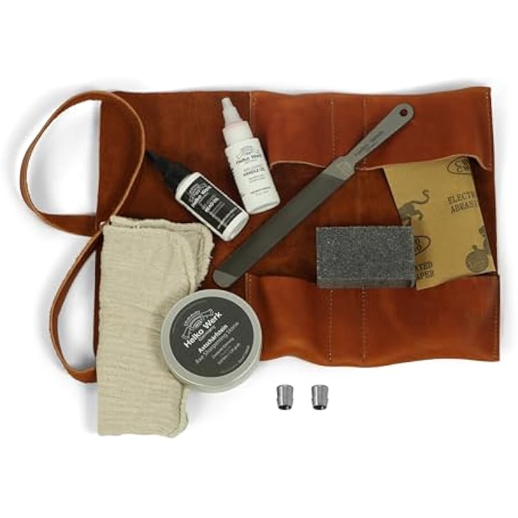 1844 Helko Werk Germany Premium Axe Care and Maintenance Kit Includes Axe Sharpening Stone, Sharpening File, Handle Oil, Head Oil, Blade Cleaner, Sand Paper, Wedges Premium Maintenance Kit #F8790-2