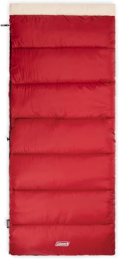 Coleman Flatlands 30/40/50F Sleeping Bag, Made from 100% Recycled Material, Big & Tall Options, Cool-Weather Sleeping Bag for Camping, Sleepovers, Guests & More