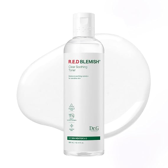 Dr.G R.E.D. Blemish Clear Soothing Toner, 10.14 fl oz | Face Toner with BHA, Centella Asiatica & 5-Cica Complex for Hydrating & Gentle Exfoliating Korean Skincare for All Skin Types