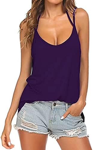 Womens Womens Summer Camisole Top Spaghetti Strap Tank Top Sexy V Neck Cami Purple L