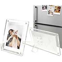 2 Pack 5x7 Acrylic Magnetic Picture Frame - Detachable Stand, 8 Magnets, For Metal Surfaces & Tabletop Display and As Sonogram Frame