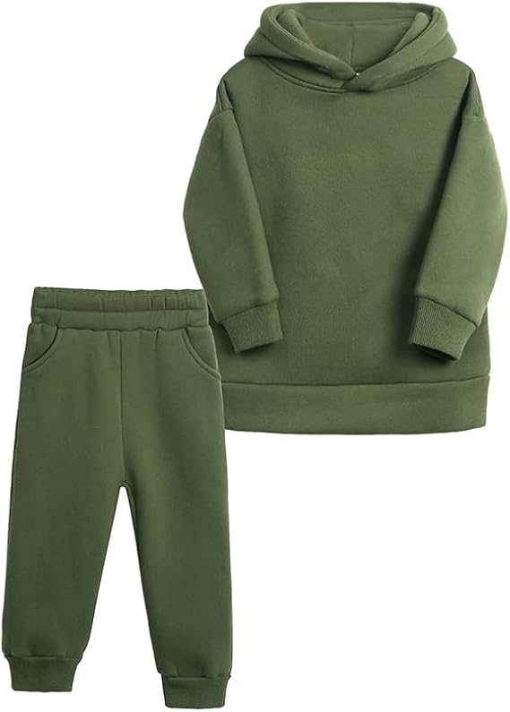 MYGBCPJS Youth 2PCS Jogger Outfits Set Fleece Hooded + Sweatpants Boys Girls Athletic Sweatsuits Pullover Clothes