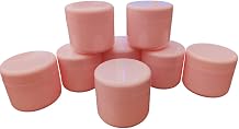 8 Pack Plastic Empty Cosmetic Containers with Lid, Portable 5 Oz 150ml Refillable Make-up Face Cream Jars Case for Body Scrub Mask Lotion Storage Pot (Pink)