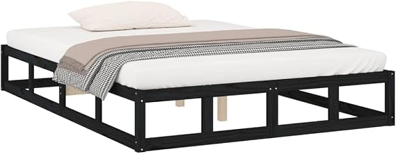 vidaXL Solid Wood Bed Frame Home Bedroom Furniture Decorative Wooden Platform Bed Base Frame Bedstead Mattress Foundation Black 160x200 cm