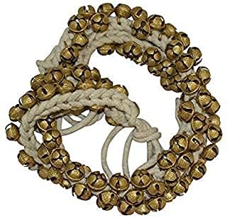 UAPAN Brass Big Ghungroo White cotton string Ankle Bells for Professional dancers (Pair, 100+100_2.5 CM)
