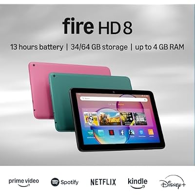 Amazon Fire HD 8 tablet (newest model), 8 HD Display, 4GB memory, 64GB, responsive and vibrant, designed for portable entertainment, Black